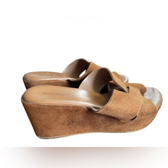 Sophia Milano Suede Wedge Sandals Size 6.5 - Picture 6 of 14